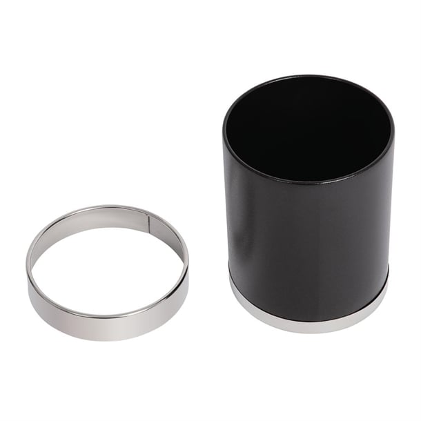 Bolero Waste Paper Bin Black with Silver Rim 10.2Ltr y805