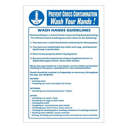 Vogue Prevent Cross Contamination Wash Hands Sign y909