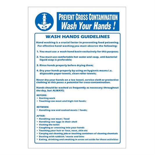 Vogue Prevent Cross Contamination Wash Hands Sign y909