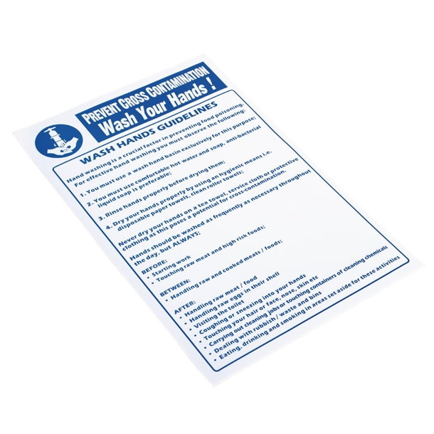 Vogue Prevent Cross Contamination Wash Hands Sign y909