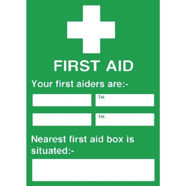 First Aiders Nearest First Aid Box Sign y922
