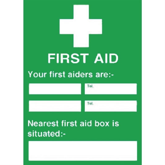 First Aiders Nearest First Aid Box Sign y922