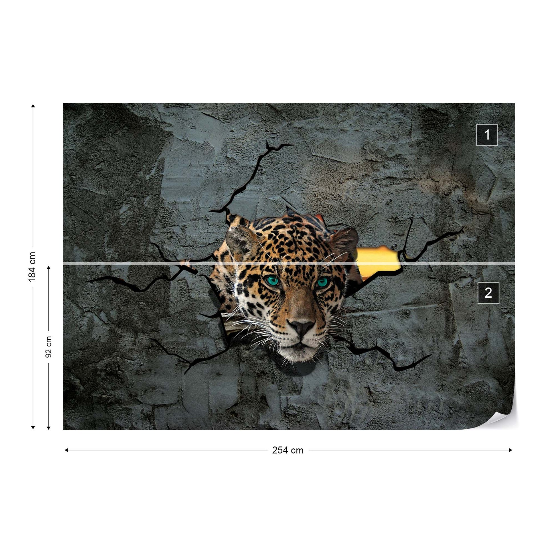 3D Leopard Concrete Wall Photo Wallpaper Wall Mural - USTAD HOME