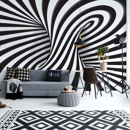 3D Black And White Twister Photo Wallpaper Wall Mural - USTAD HOME