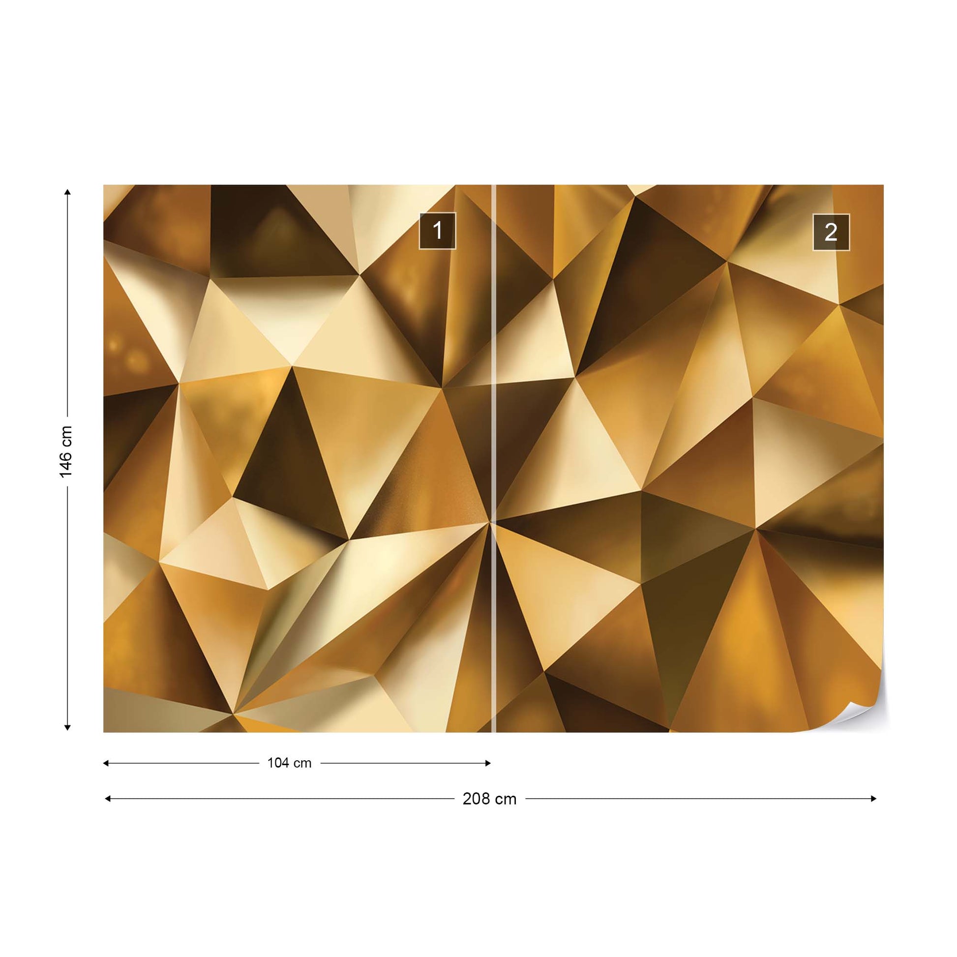 3D Gold Polygon Texture Photo Wallpaper Wall Mural - USTAD HOME