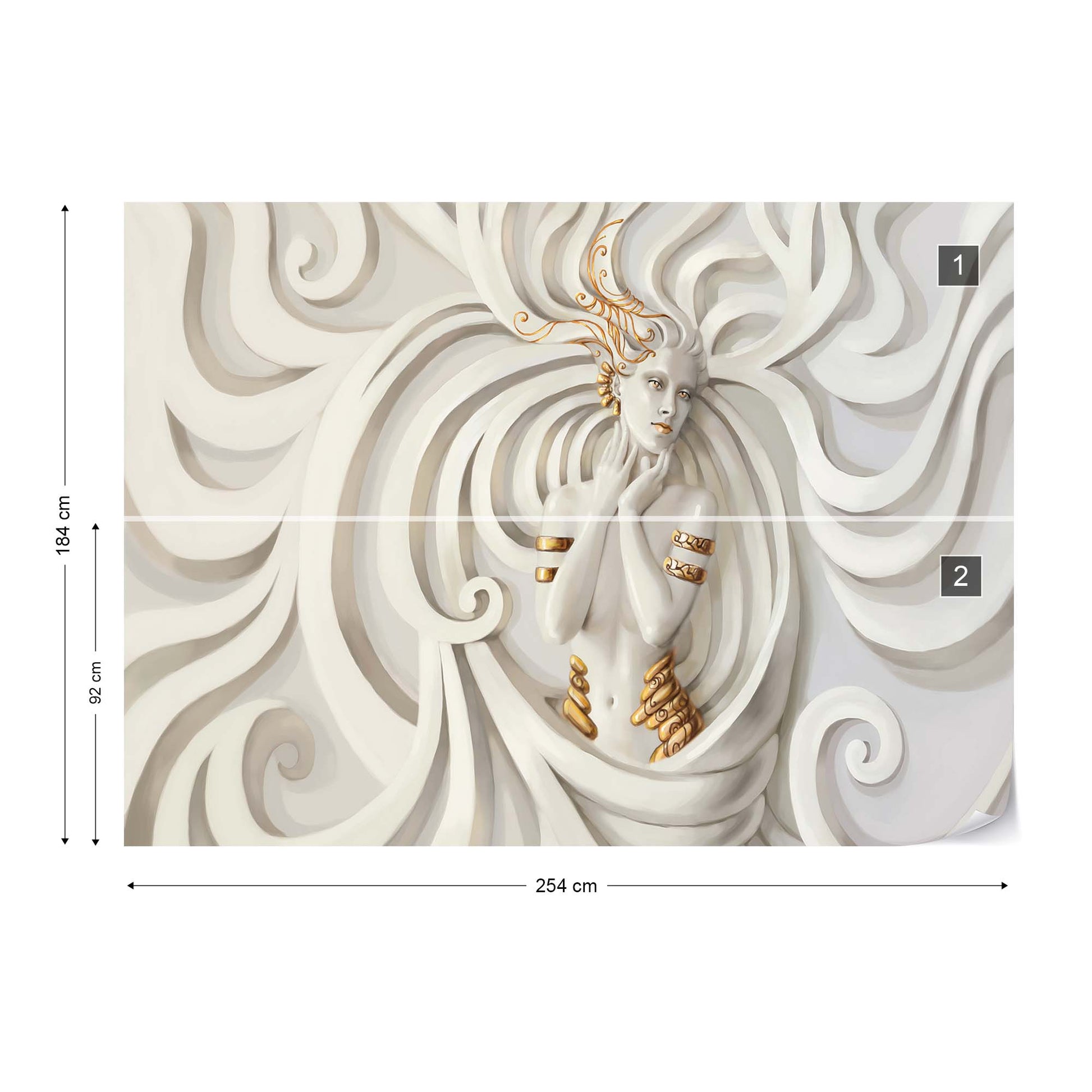 3D Classical Woman Stone Sculpture Swirls Photo Wallpaper Wall Mural - USTAD HOME