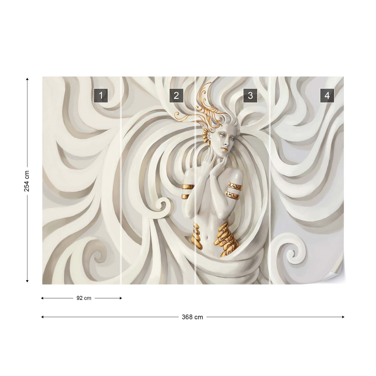 3D Classical Woman Stone Sculpture Swirls Photo Wallpaper Wall Mural - USTAD HOME