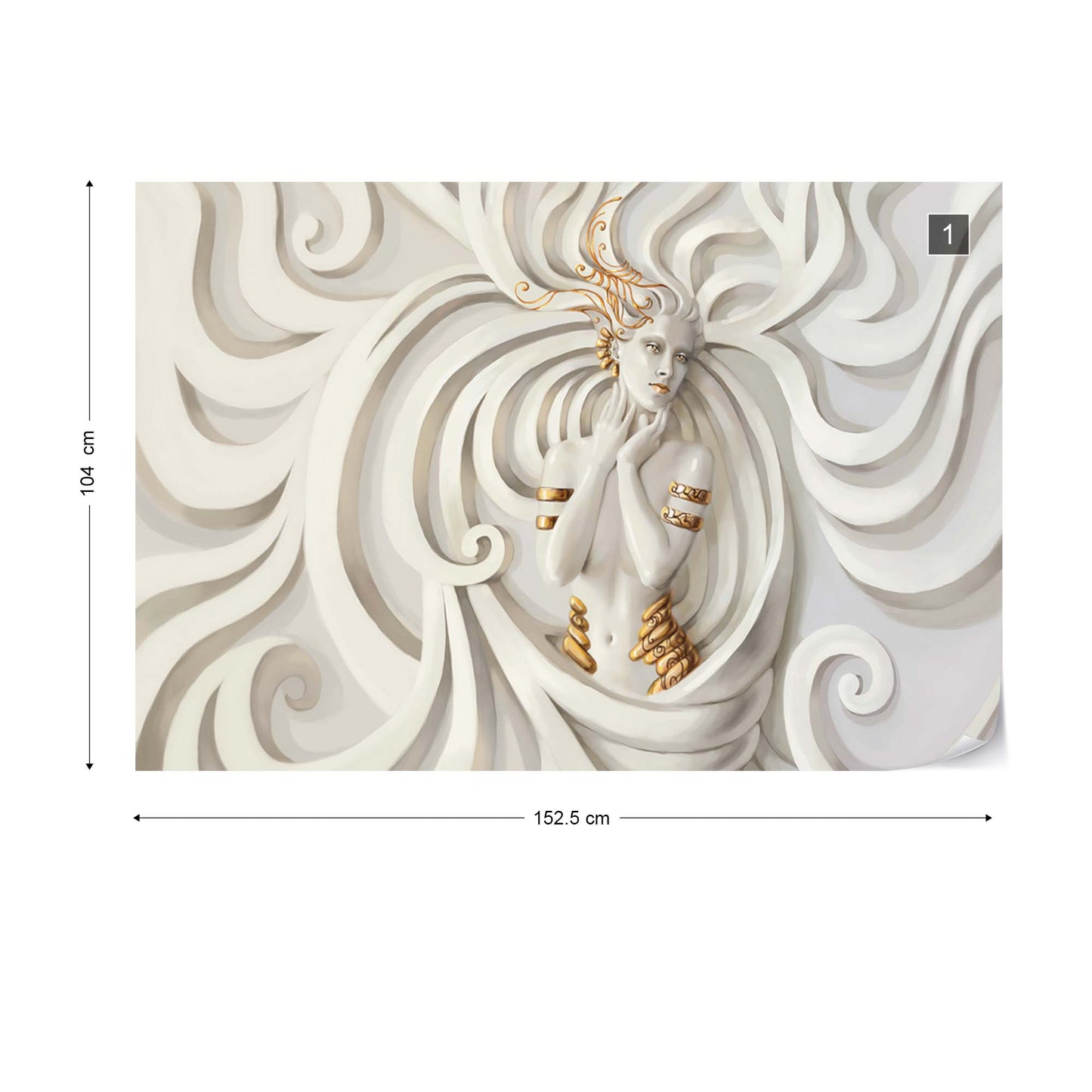 3D Classical Woman Stone Sculpture Swirls Photo Wallpaper Wall Mural - USTAD HOME