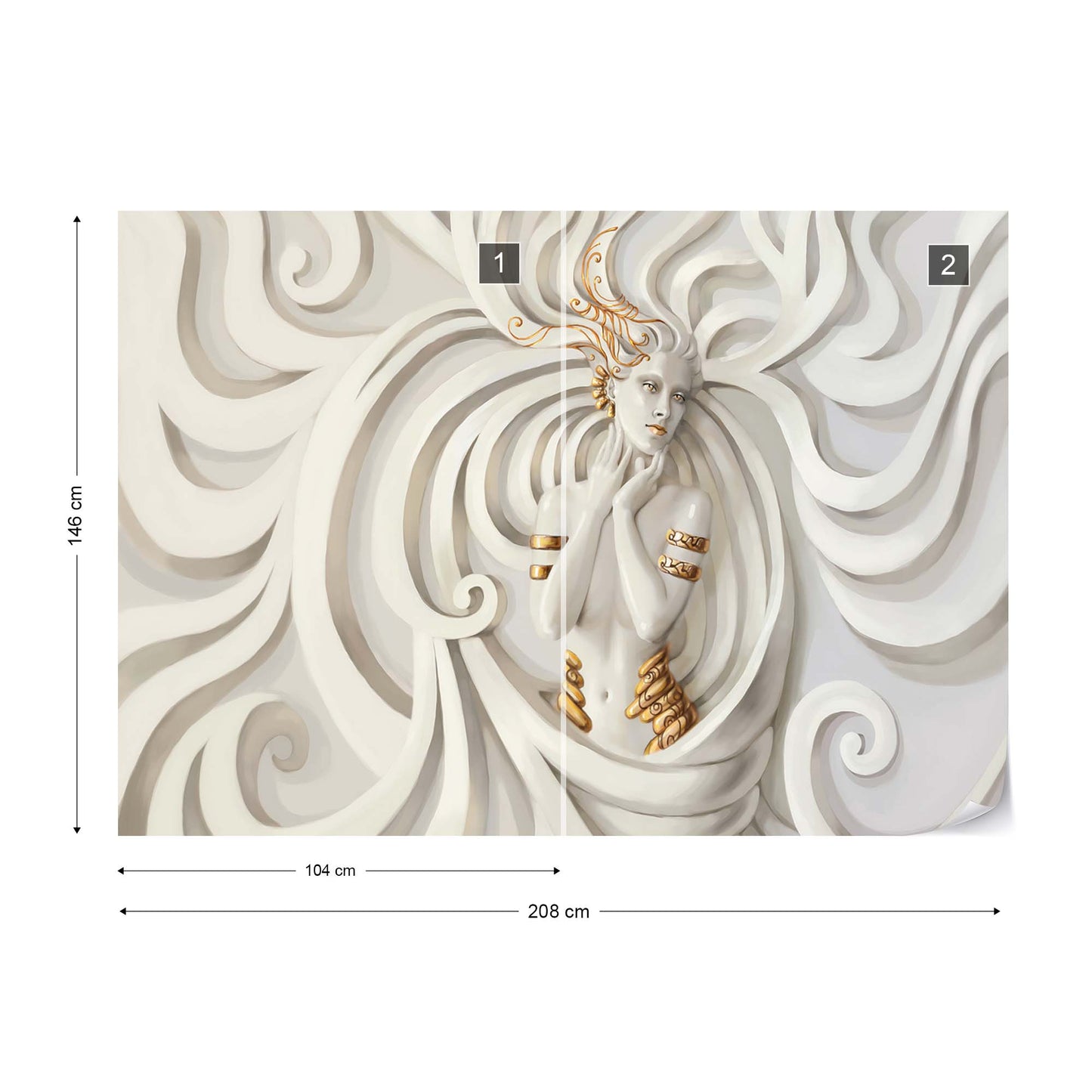 3D Classical Woman Stone Sculpture Swirls Photo Wallpaper Wall Mural - USTAD HOME