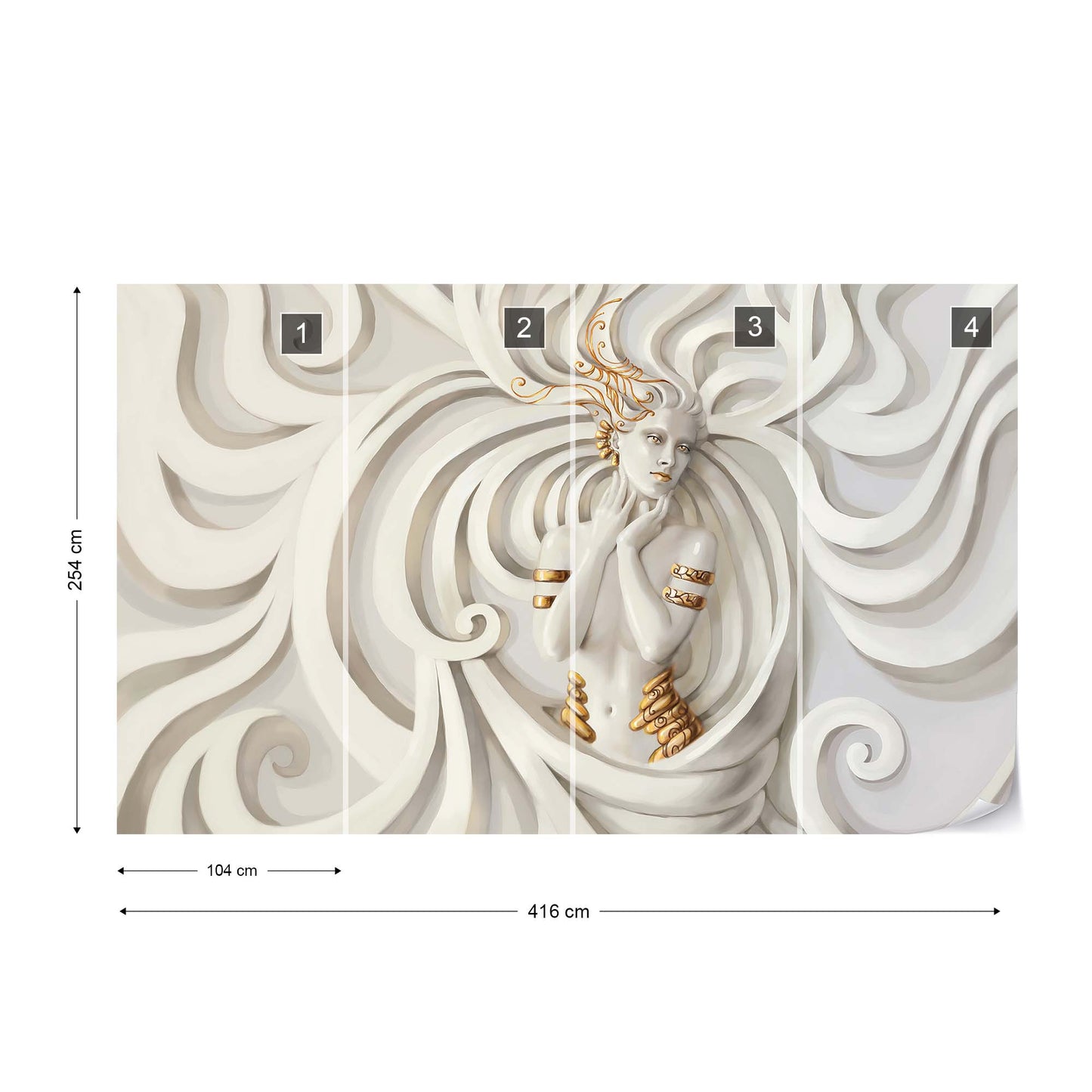 3D Classical Woman Stone Sculpture Swirls Photo Wallpaper Wall Mural - USTAD HOME