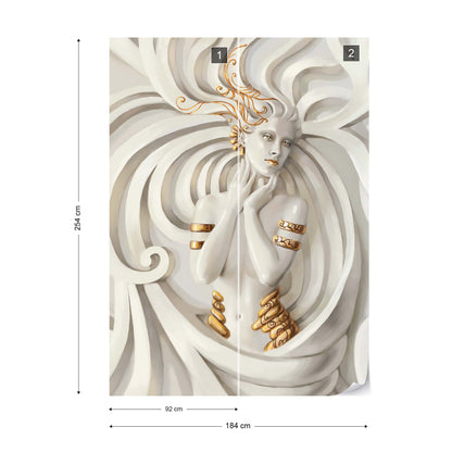 3D Classical Woman Stone Sculpture Swirls Photo Wallpaper Wall Mural - USTAD HOME