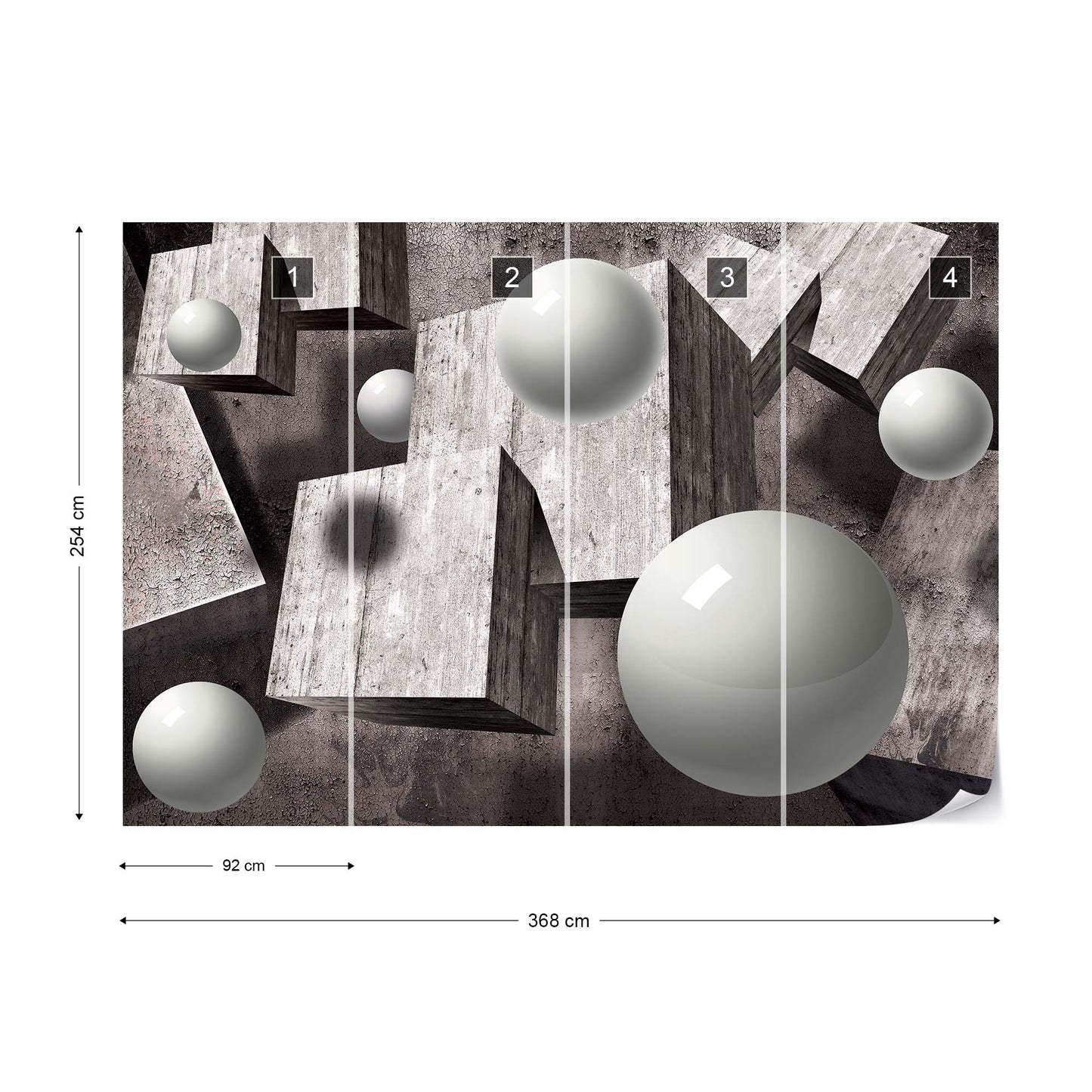 3D Concrete Cubes And Spheres Photo Wallpaper Wall Mural - USTAD HOME