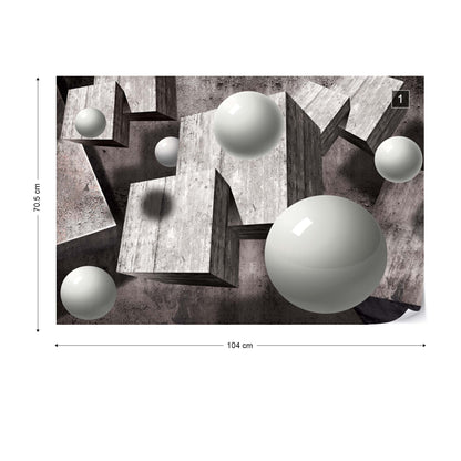3D Concrete Cubes And Spheres Photo Wallpaper Wall Mural - USTAD HOME