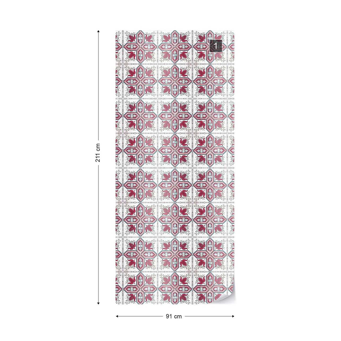 Vintage Tiles Pattern Pink Photo Wallpaper Wall Mural - USTAD HOME