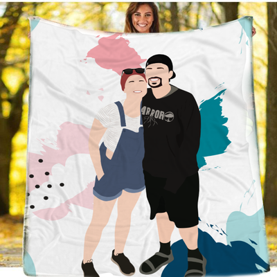 Personalized Faceless Illustration Photo Design Baby Family Couple Love Blanket - USTAD HOME