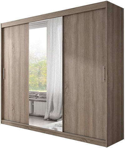 Wardrobe Sliding Doors Mirrors Hanging Rail Shelves - USTAD HOME