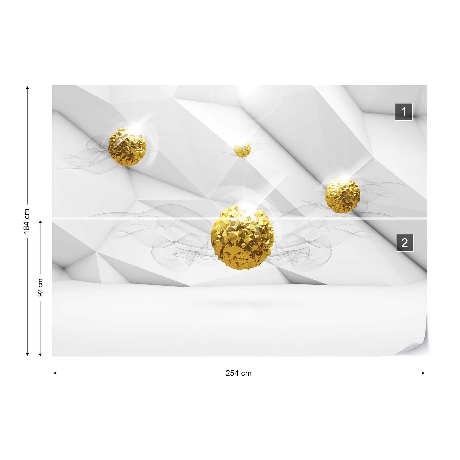 3D Gold Balls Modern Design Photo Wallpaper Wall Mural - USTAD HOME