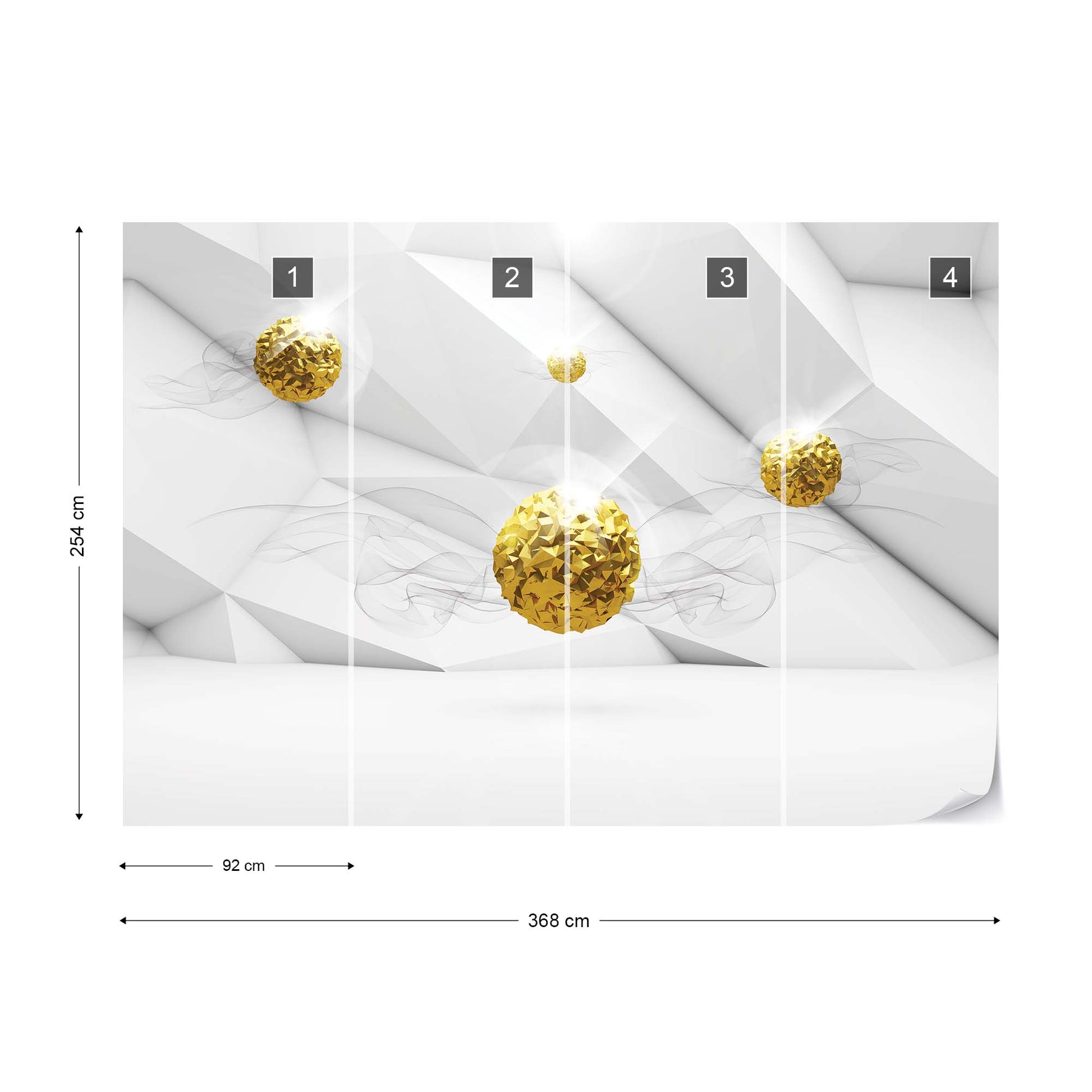 3D Gold Balls Modern Design Photo Wallpaper Wall Mural - USTAD HOME