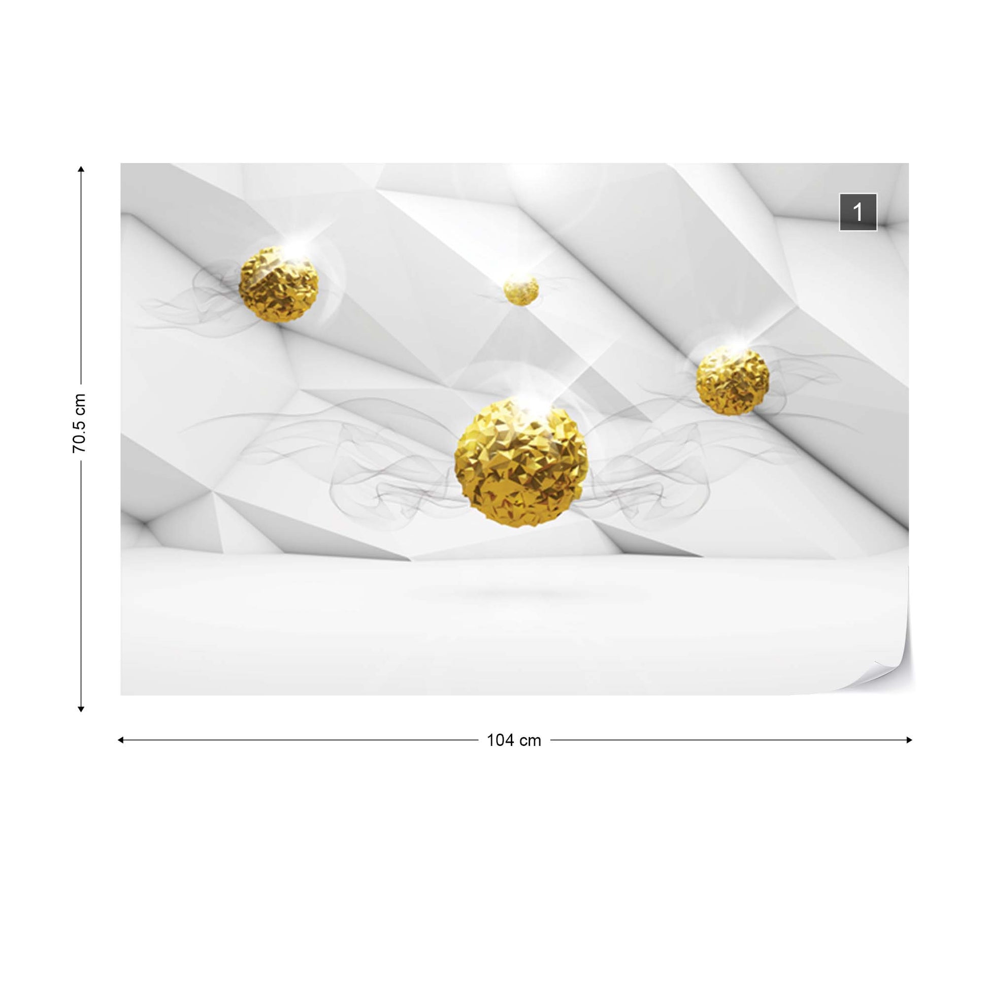 3D Gold Balls Modern Design Photo Wallpaper Wall Mural - USTAD HOME