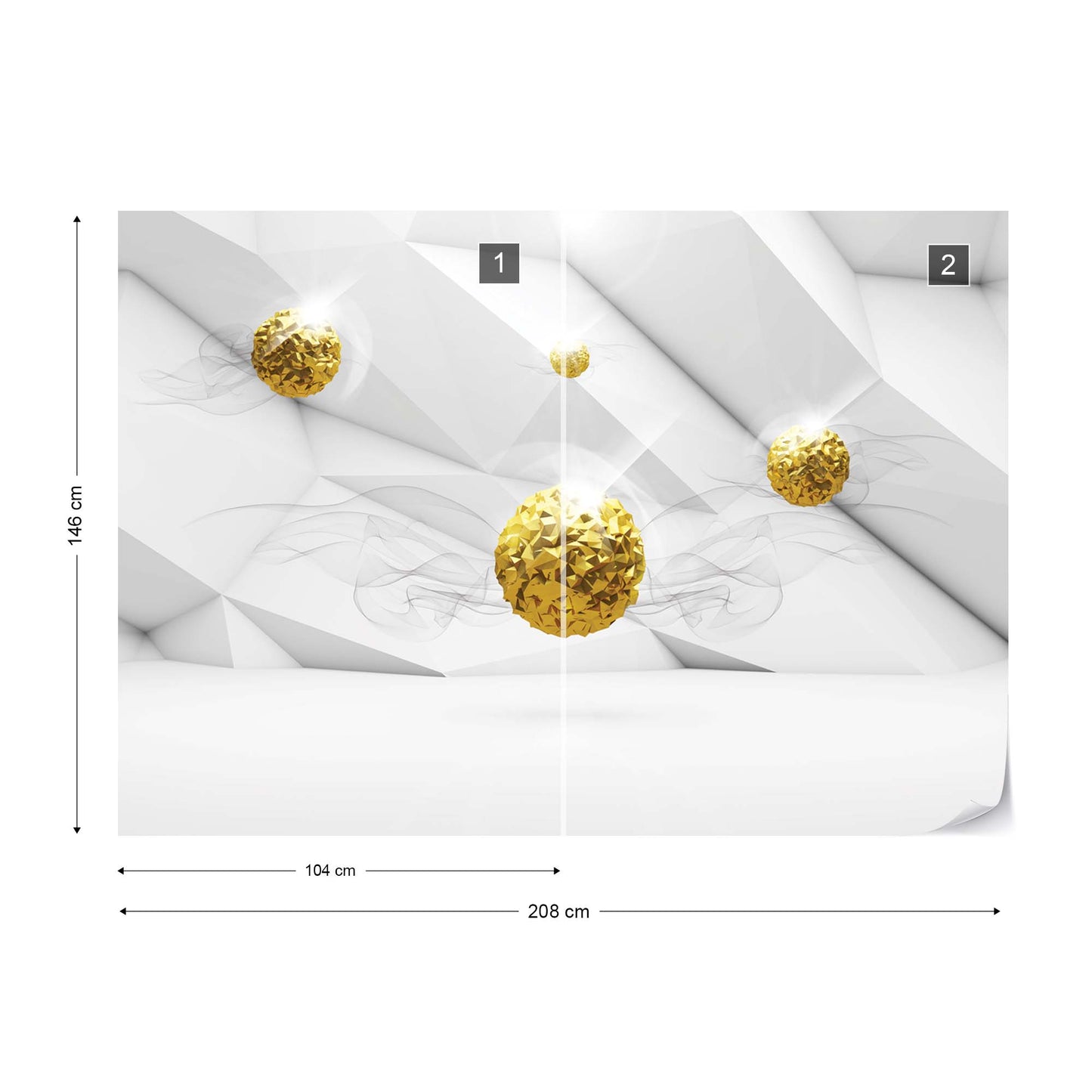 3D Gold Balls Modern Design Photo Wallpaper Wall Mural - USTAD HOME