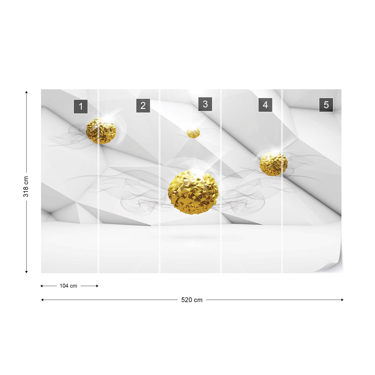 3D Gold Balls Modern Design Photo Wallpaper Wall Mural - USTAD HOME