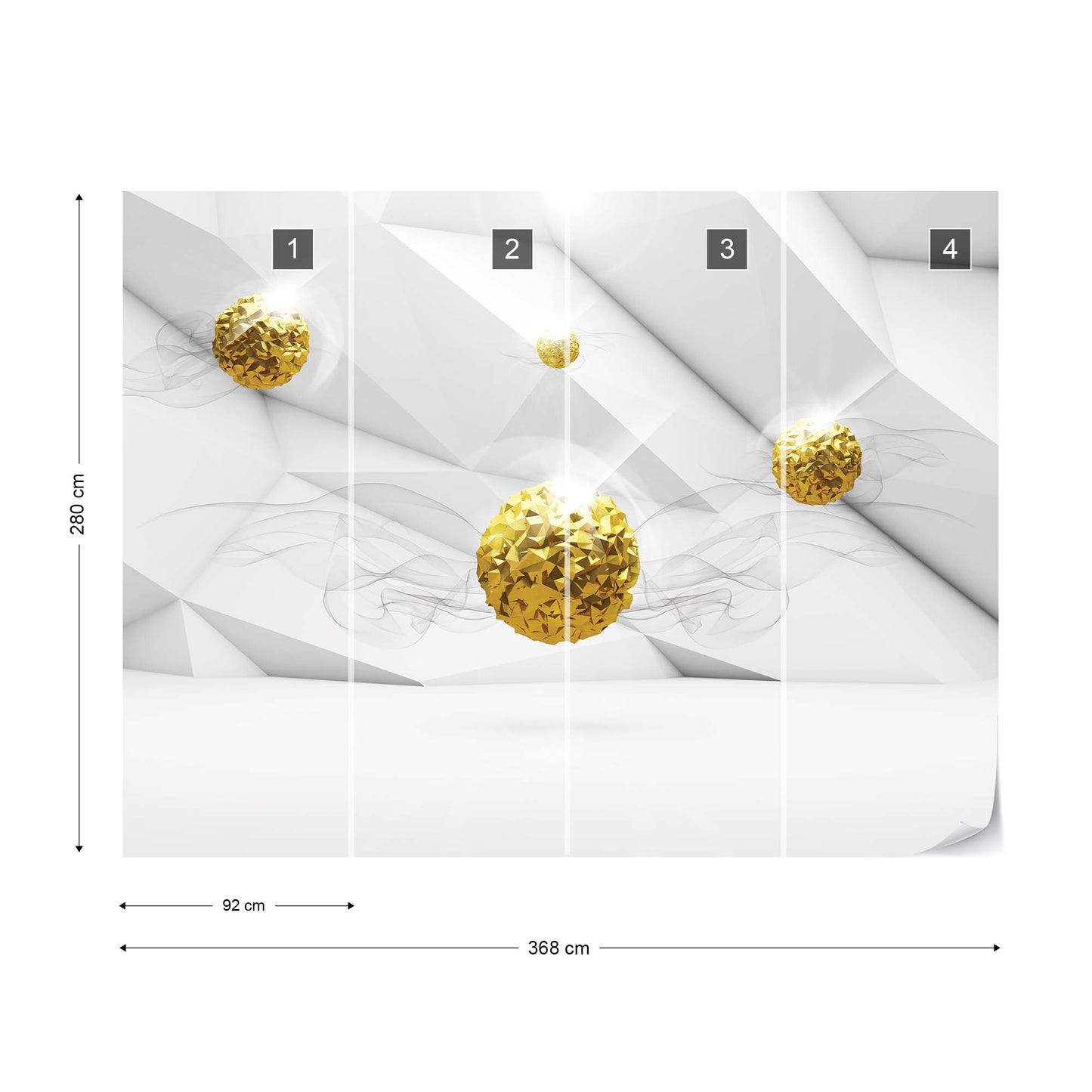 3D Gold Balls Modern Design Photo Wallpaper Wall Mural - USTAD HOME