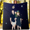 Personalized Faceless Illustration Photo Design Baby Couple Family Galaxy Blanket - USTAD HOME