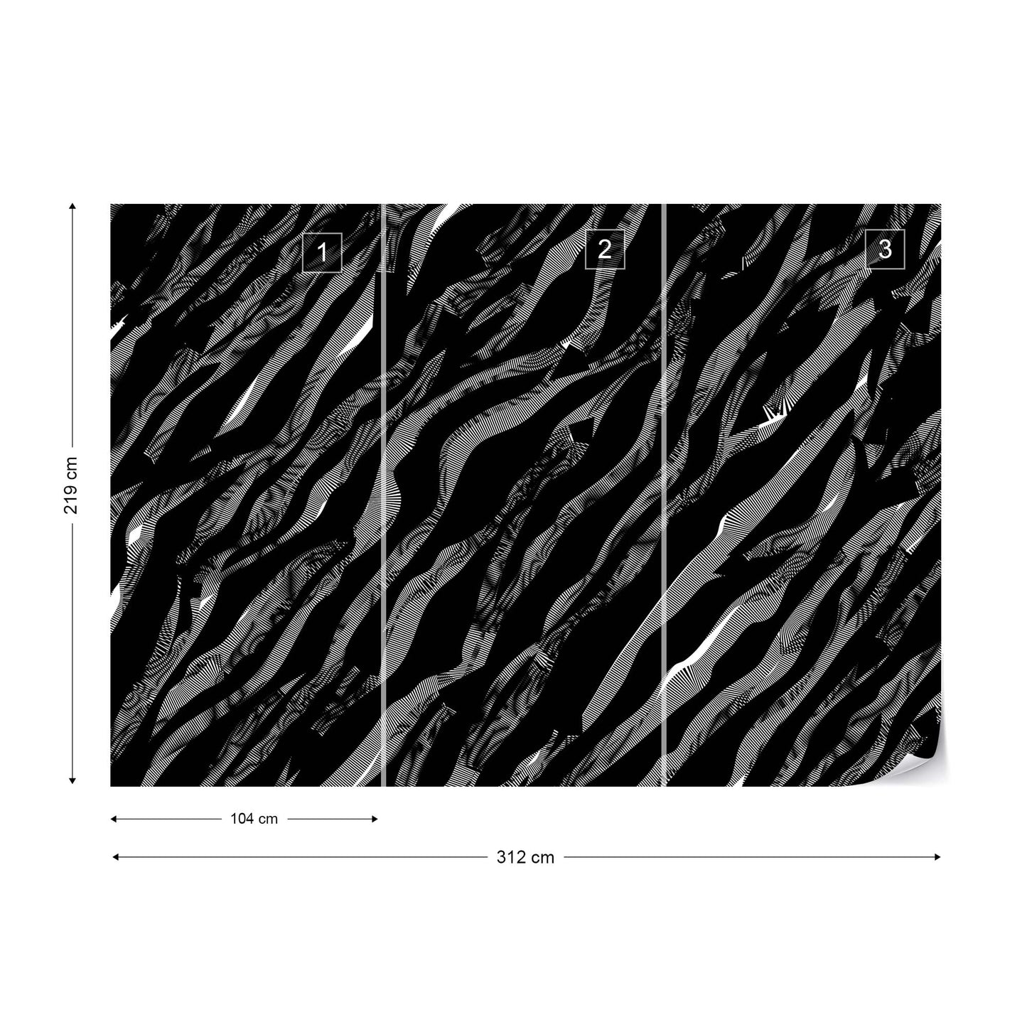 3D Abstract Black Texture Photo Wallpaper Wall Mural - USTAD HOME