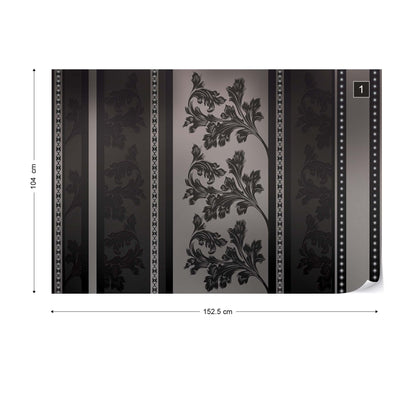 Floral Design Black And Grey Photo Wallpaper Wall Mural - USTAD HOME