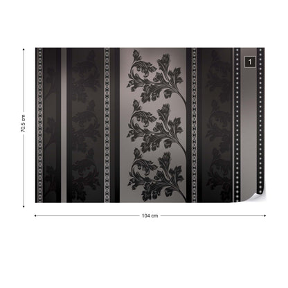 Floral Design Black And Grey Photo Wallpaper Wall Mural - USTAD HOME