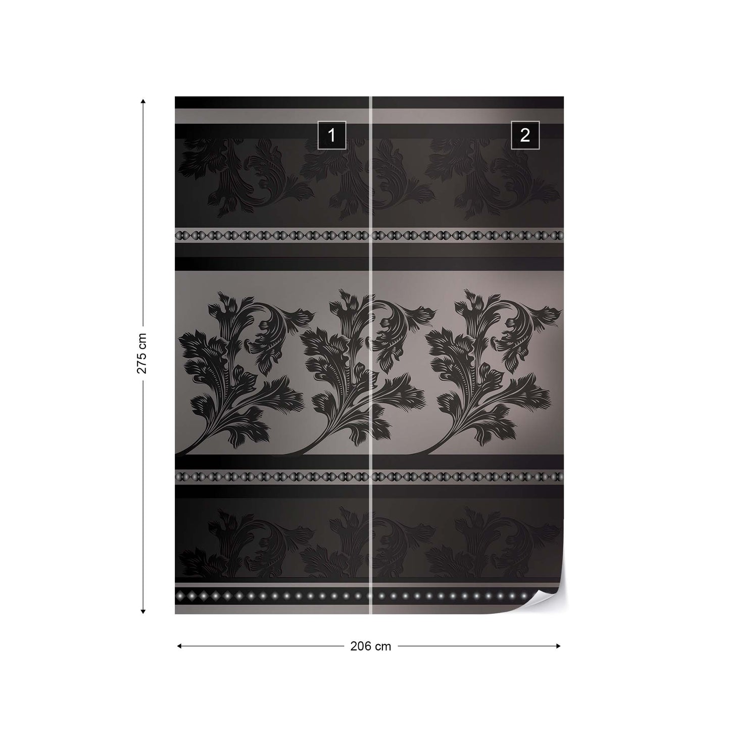 Floral Design Black And Grey Photo Wallpaper Wall Mural - USTAD HOME