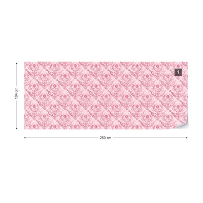 Floral Pattern Pink Photo Wallpaper Wall Mural - USTAD HOME
