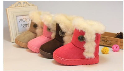 Cotton-Padded Suede Buckle Girls Boots - USTAD HOME
