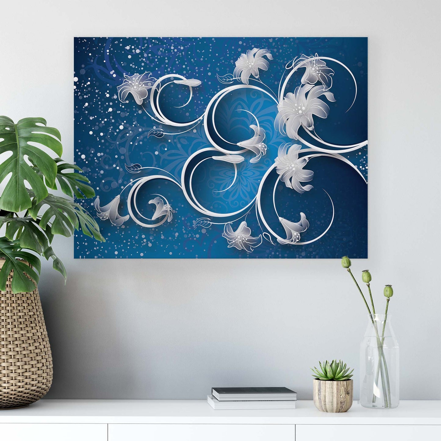 Modern Flowers, Nature, & Swirls Canvas Photo Print - USTAD HOME