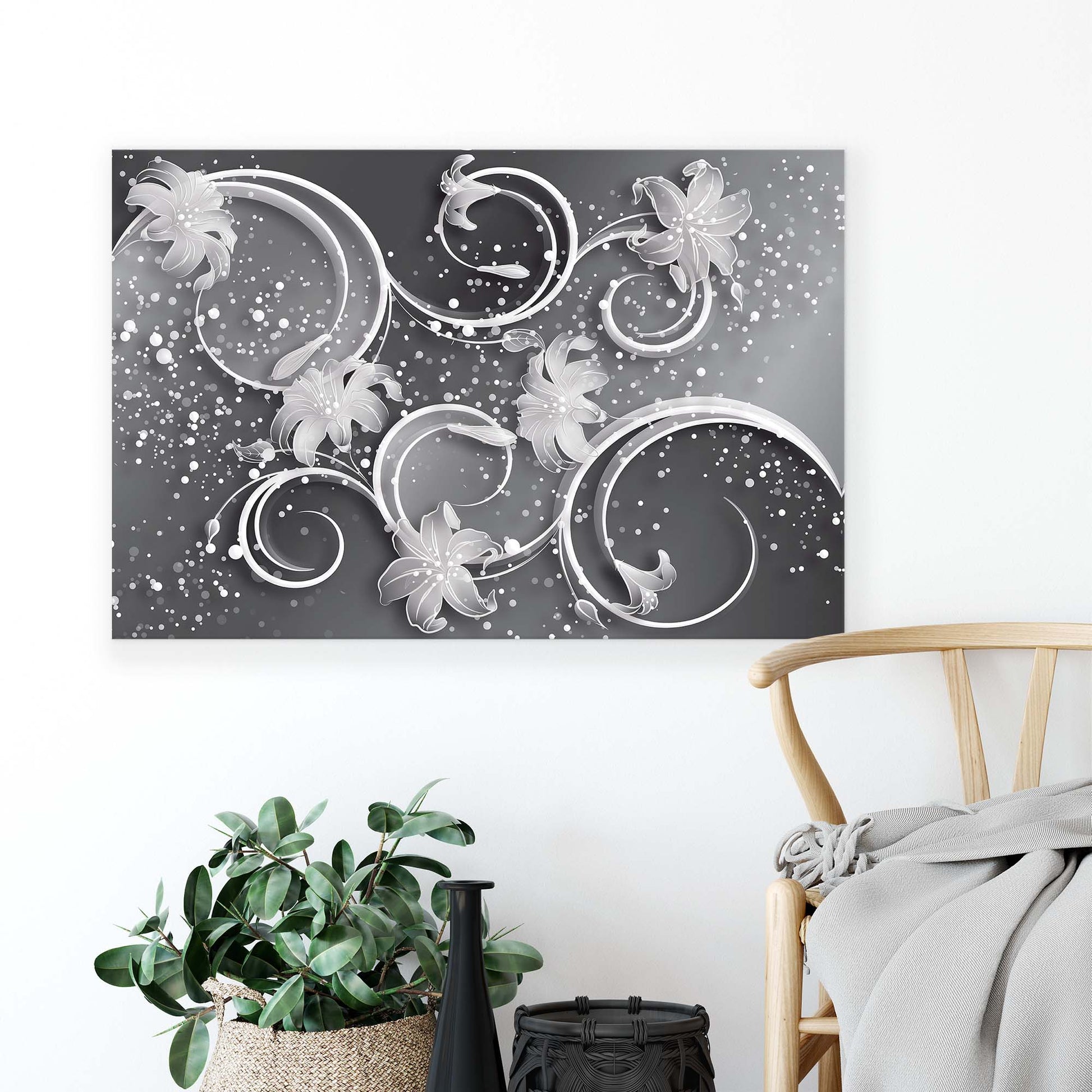 Modern Flowers, Nature, & Swirls Canvas Photo Print - USTAD HOME