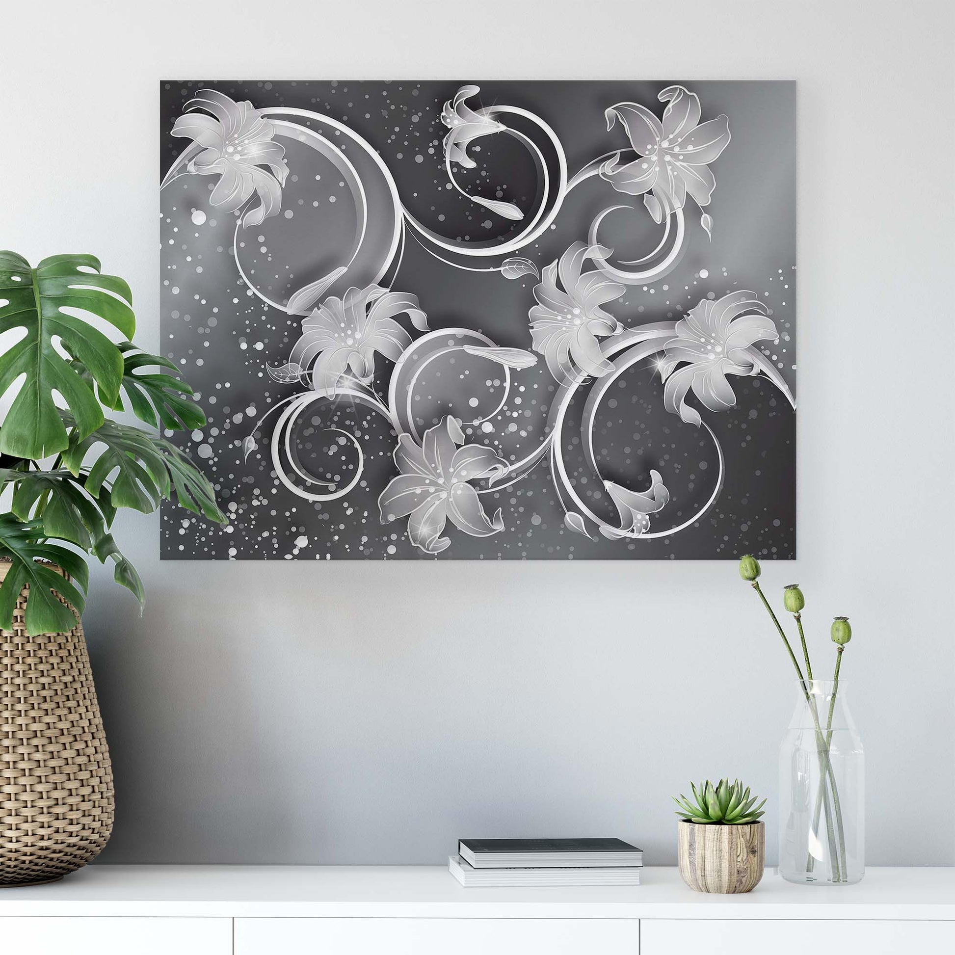 Modern Flowers, Nature, & Swirls Canvas Photo Print - USTAD HOME