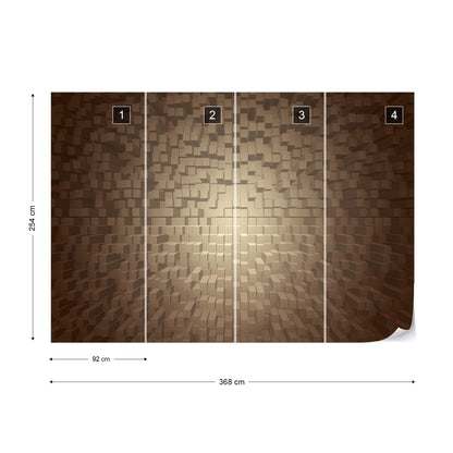 3D Brown Modern Pixel Design Photo Wallpaper Wall Mural - USTAD HOME