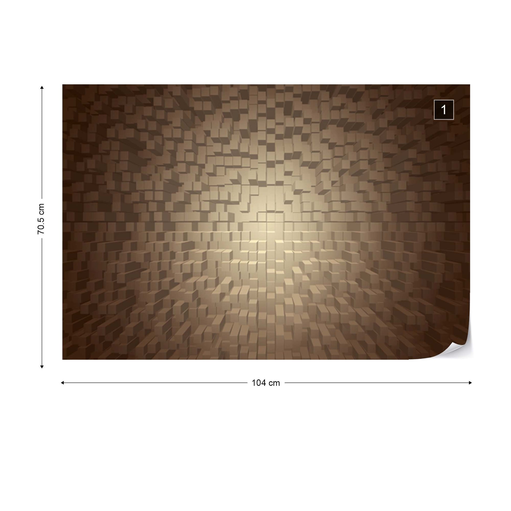 3D Brown Modern Pixel Design Photo Wallpaper Wall Mural - USTAD HOME