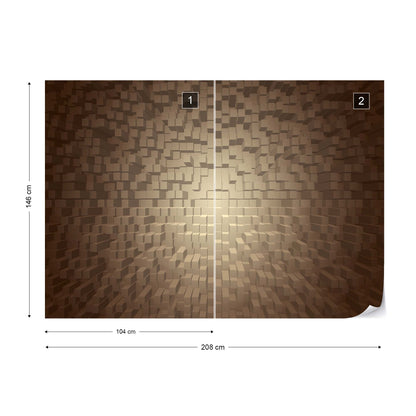 3D Brown Modern Pixel Design Photo Wallpaper Wall Mural - USTAD HOME