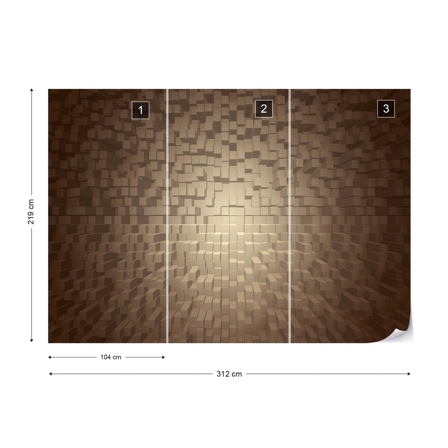 3D Brown Modern Pixel Design Photo Wallpaper Wall Mural - USTAD HOME