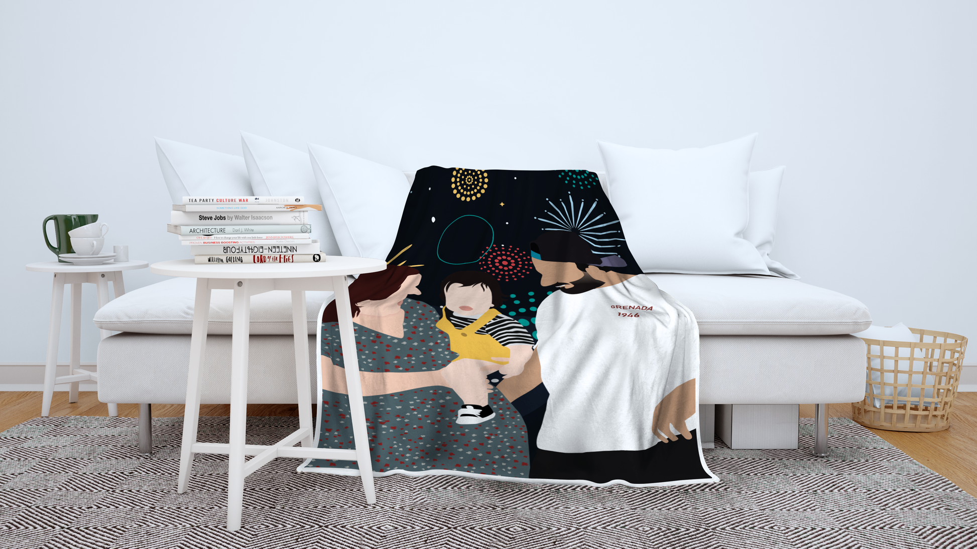 Personalized Faceless Illustration Photo Design Baby Couple Family Love Blanket - USTAD HOME