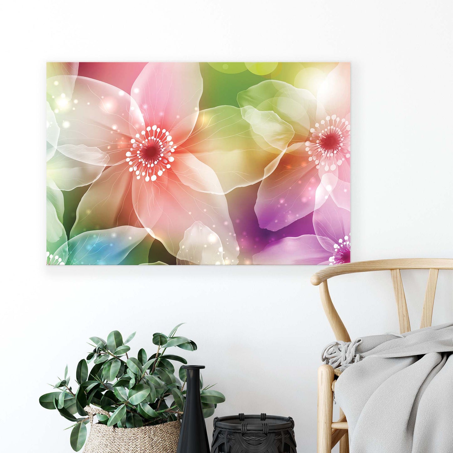 Modern Flowers, Nature, & Swirls Canvas Photo Print - USTAD HOME