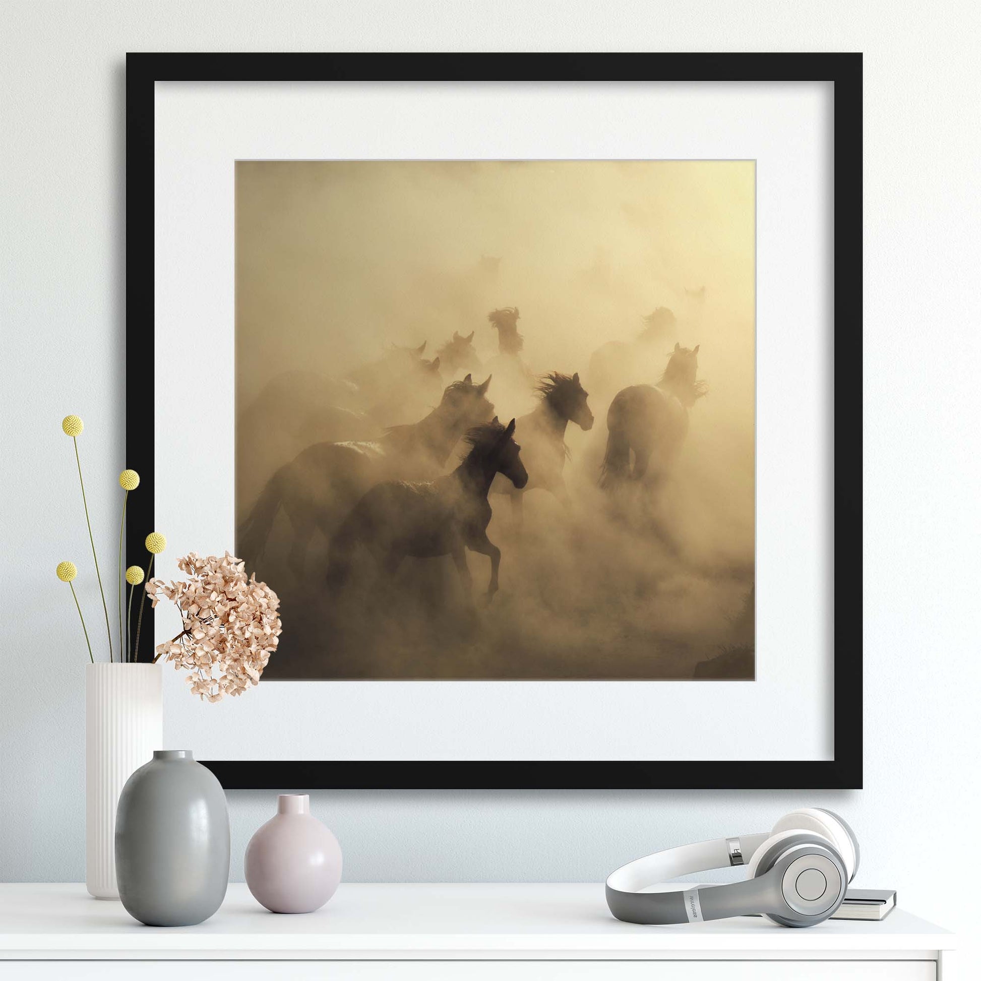 Migration of Horses by Hüseyin Ta&#351;k&#305;n Framed Print - USTAD HOME