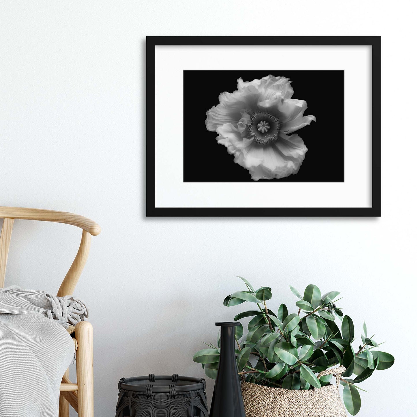 Poppy in Mono by Lotte Gr&oslash;nkj&aelig;r Framed Print - USTAD HOME