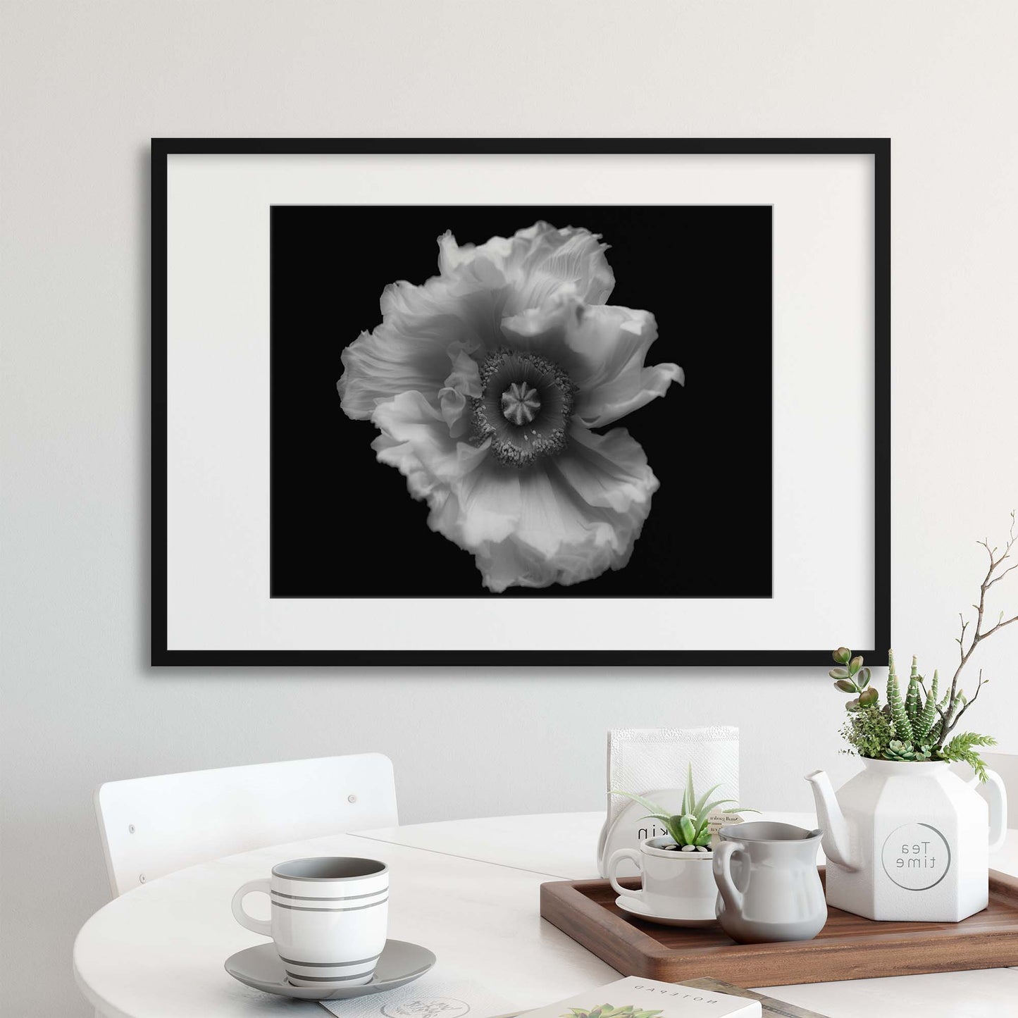 Poppy in Mono by Lotte Gr&oslash;nkj&aelig;r Framed Print - USTAD HOME