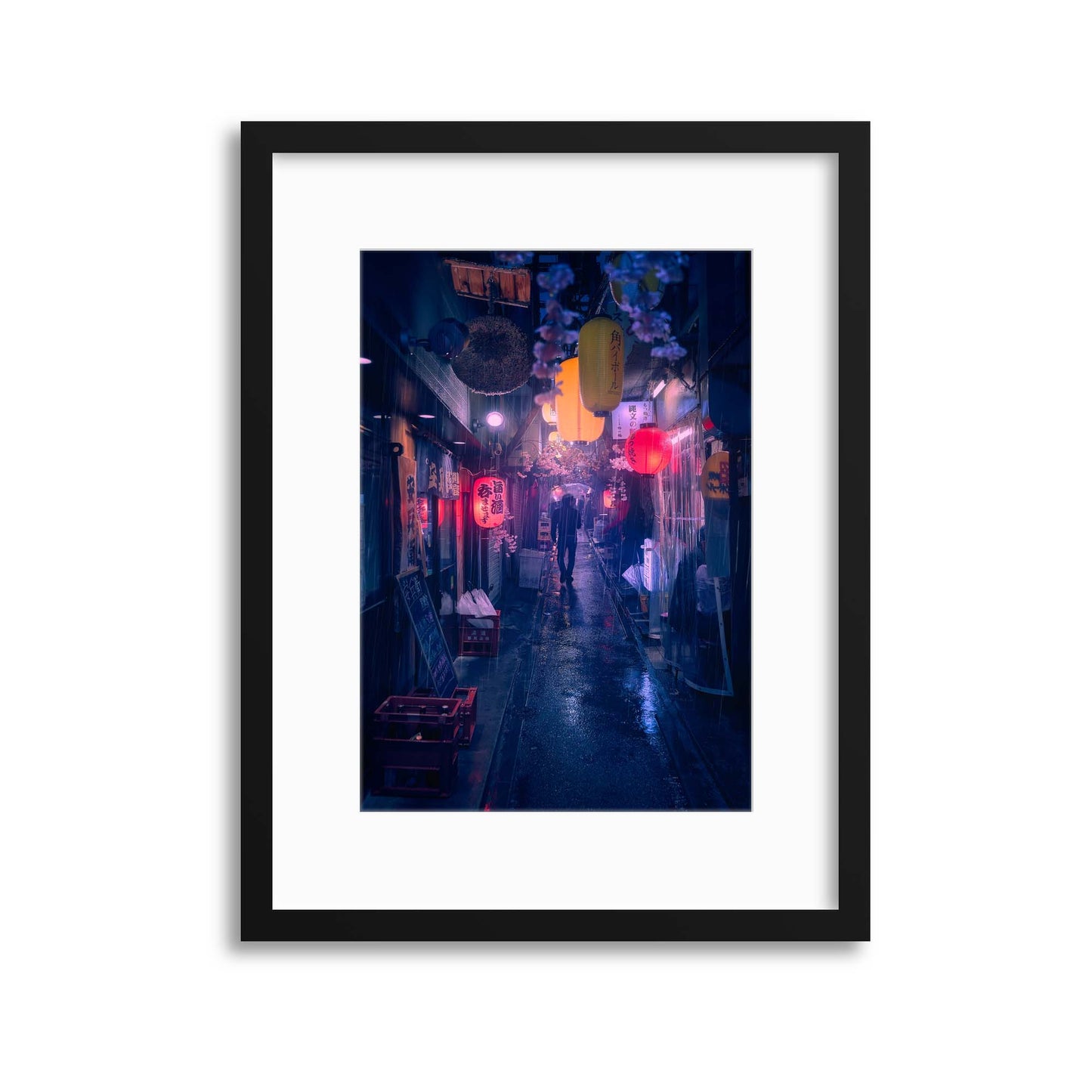 Tokyo Blue Rain by Javier Framed Print - USTAD HOME