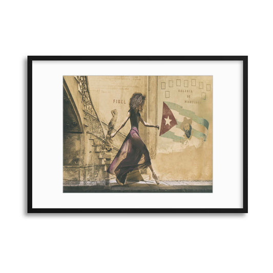 Walking in Havana by Joan Gil Raga Framed Print - USTAD HOME