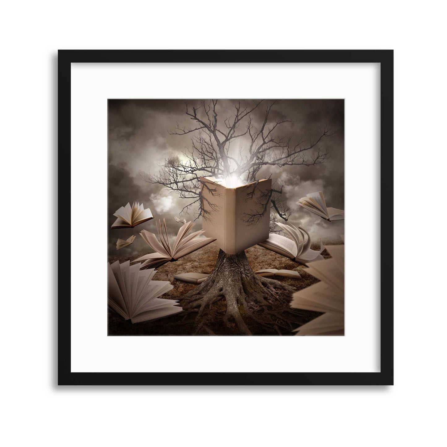 Old Tree Reading Story Book by Angela Waye Framed Print - USTAD HOME