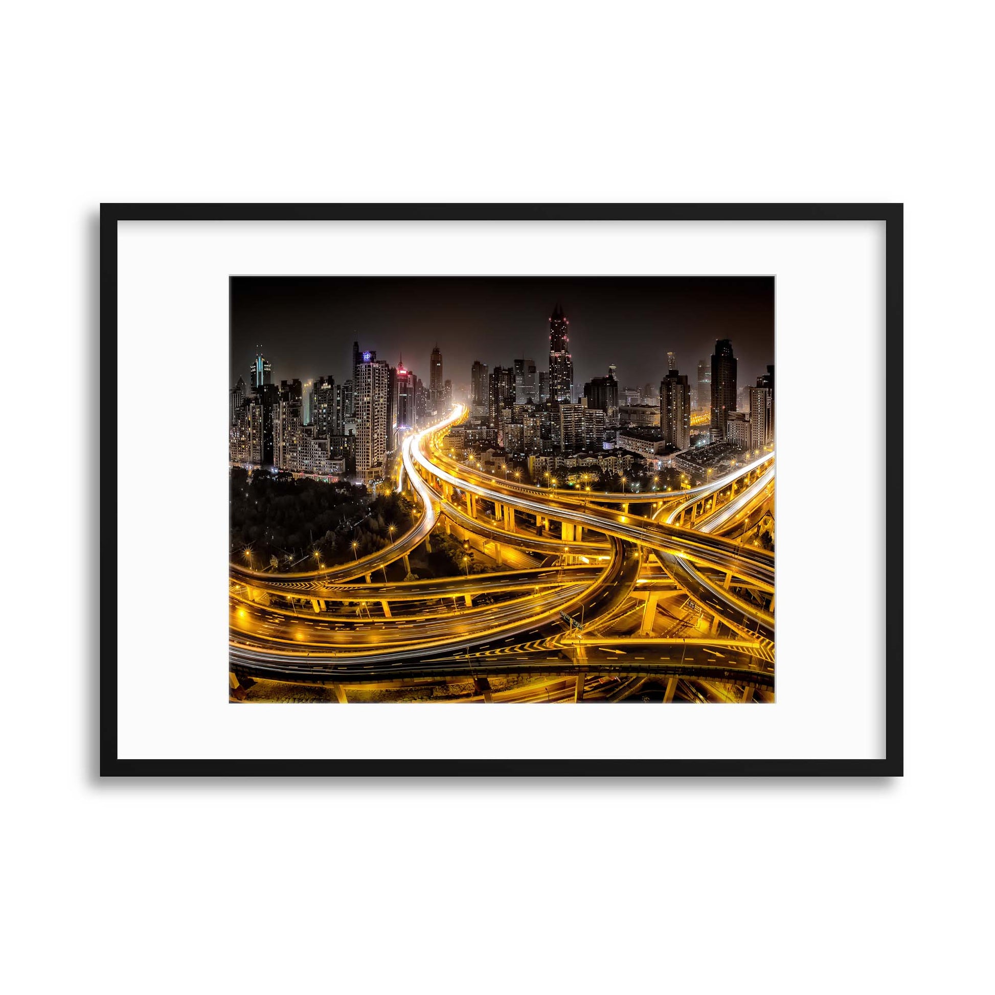 Shanghai at Night by Clemens Geiger Framed Print - USTAD HOME