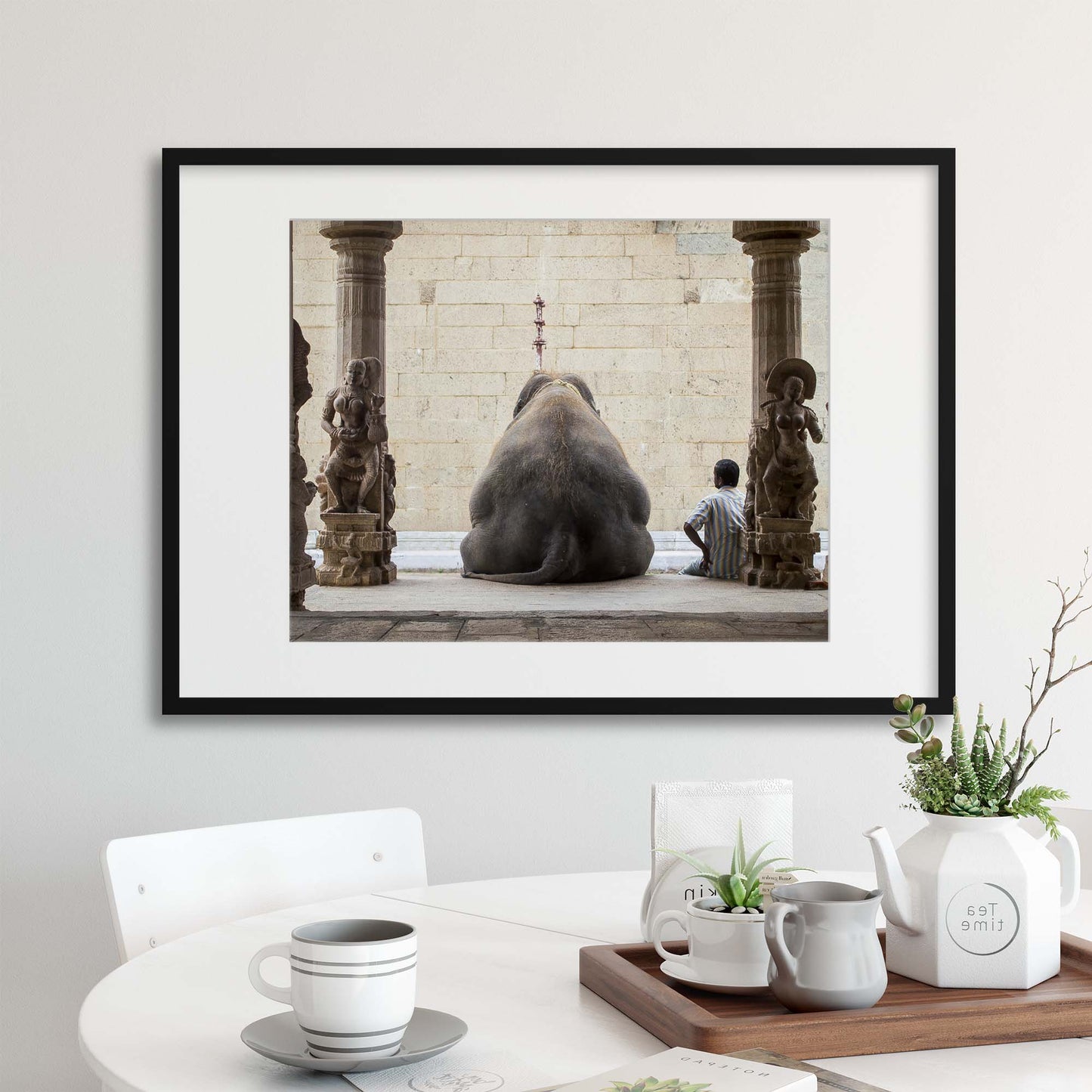 The Elephant and its Mahot by Ruhan Framed Print - USTAD HOME